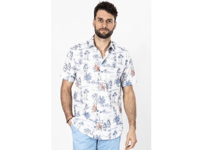 Chemisette Blanche Imprimé Palmiers