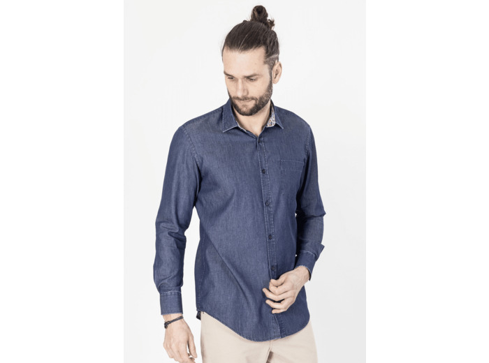 Chemise Unie Marine 7 Bleu