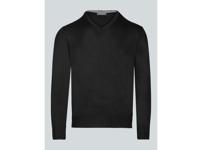 Pull Col V Marron En Mérinos