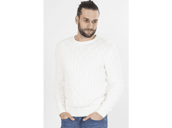 Pull Torsadé Écru