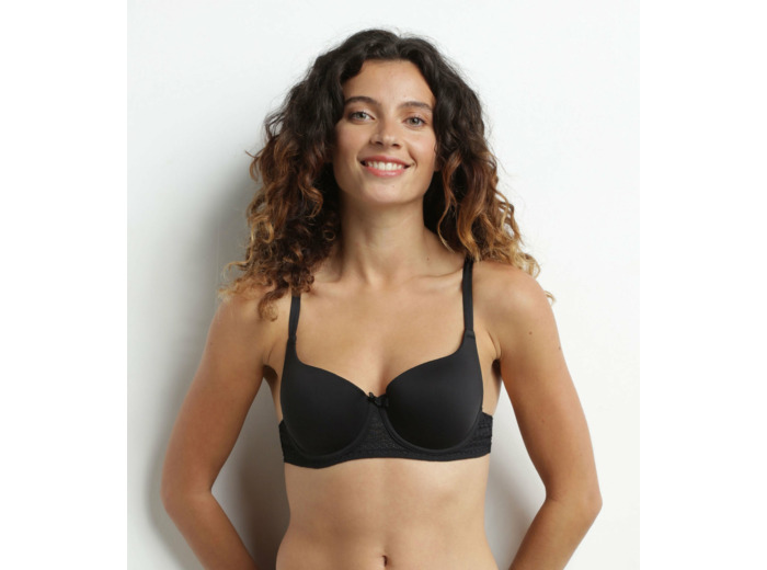 Soutien-gorge corbeille en dentelle florale recyclée Noir Sublim