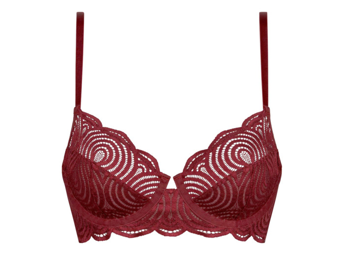 Soutien-gorge emboitant à armatures en dentelle vague rouge Mod de Dim
