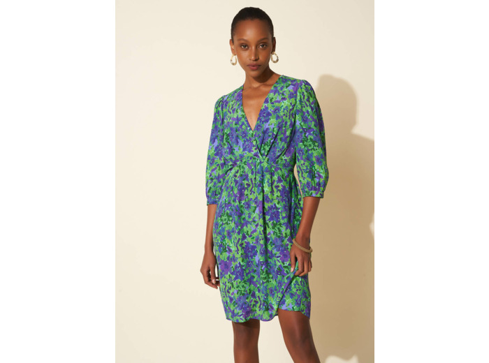 Robe imprimée courte manches 3/4