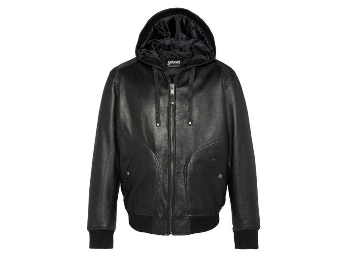 Blouson à capuche, cuir d'agneau