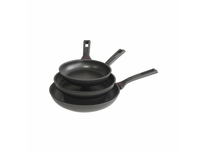 LOT DE 3 POELES REVETUES 20, 24 ET 28 CM COMPATIBLES TOUS FEUX