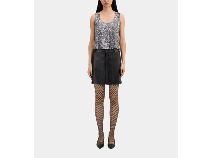 Top Argenté À Sequins