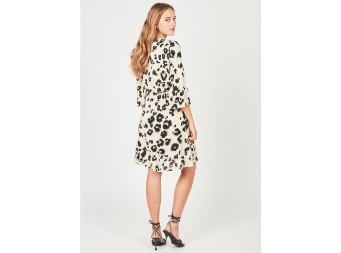 Robe courte à imprimé et manches 3/4