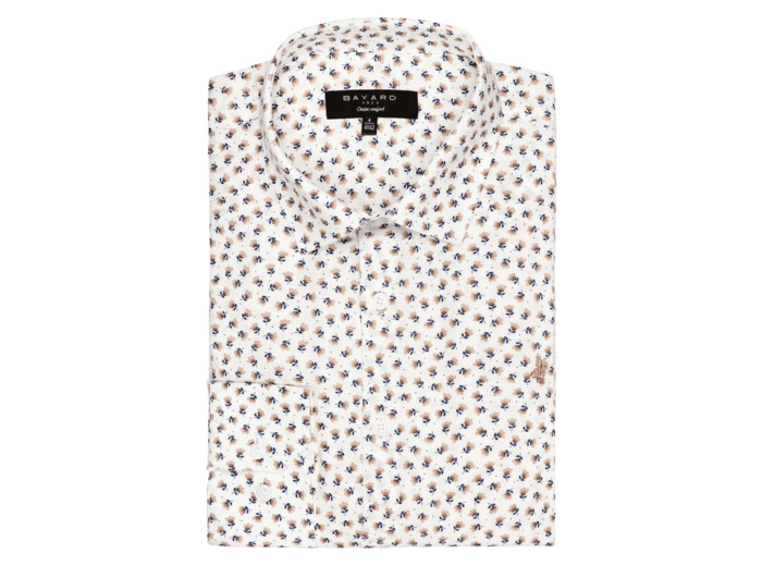 Chemise Écrue À Petits Motifs Fleuris Lin Et Coton