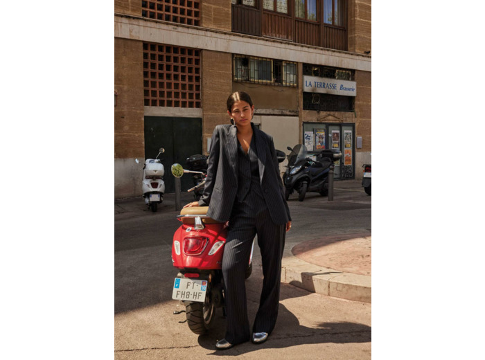 Pantalon de tailleur à rayures