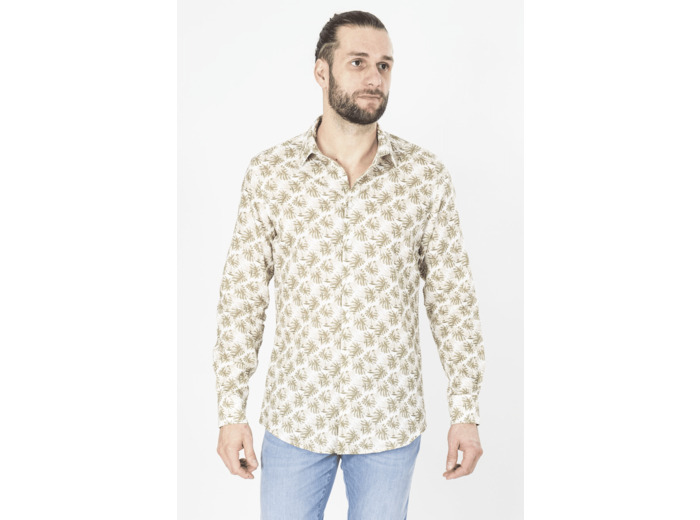 Chemise Fantaisie En Lin Mélangé 5 Kaki