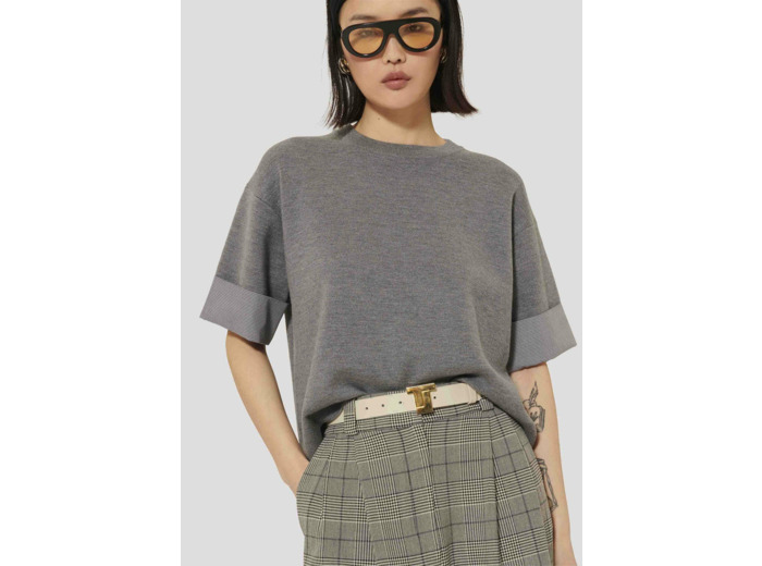 Pull Primer-Gris en Laine Merinos Extrafine