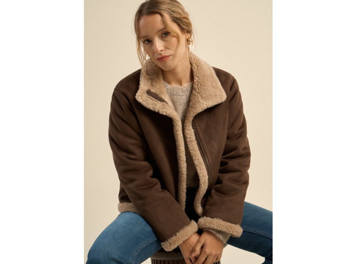 Blouson en fausse fourrure peau lainée