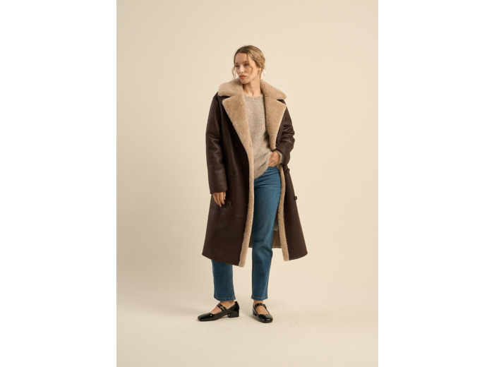 Manteau long en fausse fourrure
