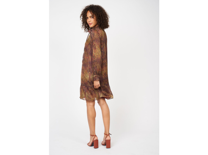 Robe courte à col V et manches longues