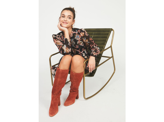 Robe courte doublée à col tunisien