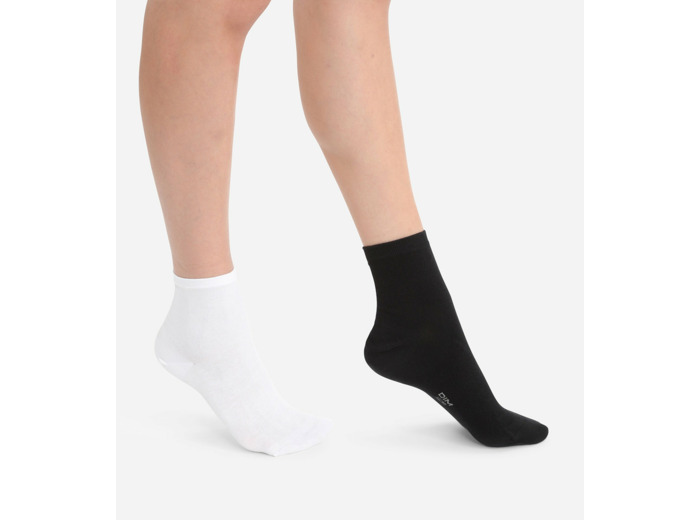Lot de 2 paires de socquettes en coton blanches et noires