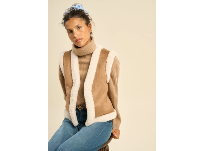 Gilet sans manches en peau lainée