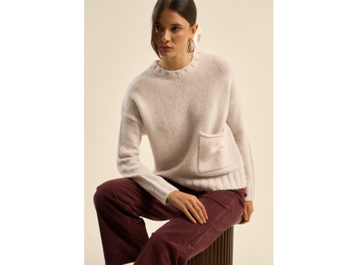 Pull col bateau et poche cousue