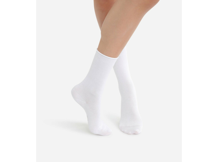 Lot de 2 paires de chaussettes blanches Femme en coton modal