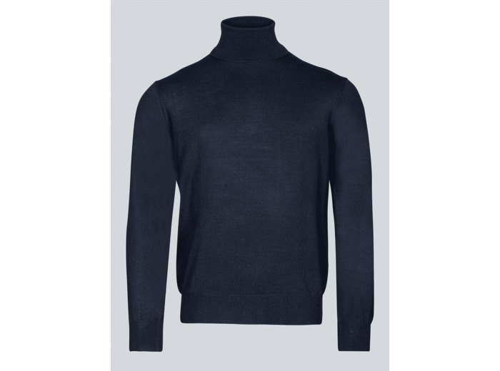 Pull Col Roulé Noir En Mérinos