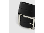 Ceinture large cuir noir bagues fantaisies en métal femme
