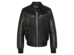 Blouson motard multipoches, cuir d'agneau