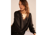 Blouse col V avec insert de dentelle