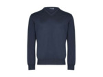 Pull Col V Marine Pur Coton