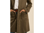 Veste longue en faux daim