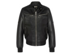Blouson motard multipoches, cuir d'agneau
