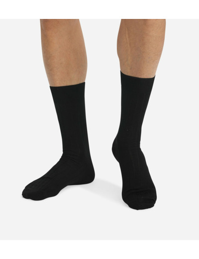 Lot de 2 chaussettes noires en fil d'Ecosse Homme