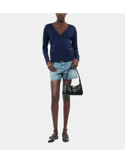 Cardigan En Laine Bleu Marine