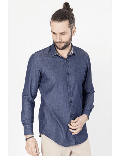 Chemise Unie Marine 7 Bleu