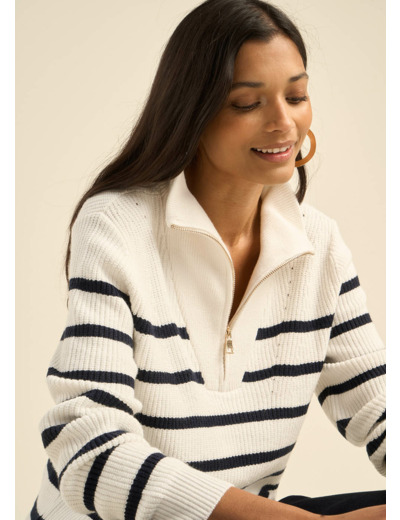 Pull marinière avec col zippé