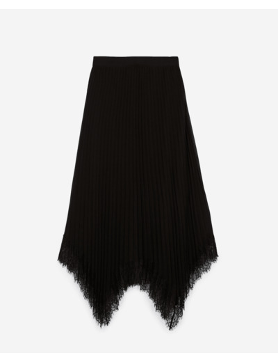 Jupe Longue Plissee & Dentelle En Bas En Candy Pleated