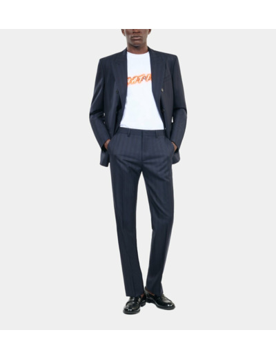 Pantalon De Costume À Rayures Bleu Marine