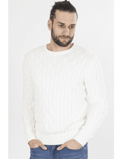 Pull Torsadé Écru