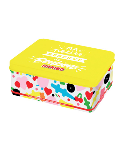 Boite métal réserve jaune à bonbons