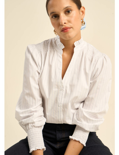 Chemise à rayures en popeline de coton