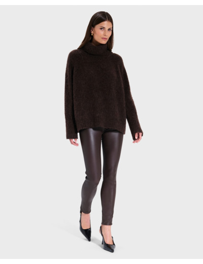 Pantalon Piya Chocolat en CUIR