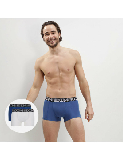 Lot de 2 boxers homme respirants Bleu Acier Blanc 3D Flex Air
