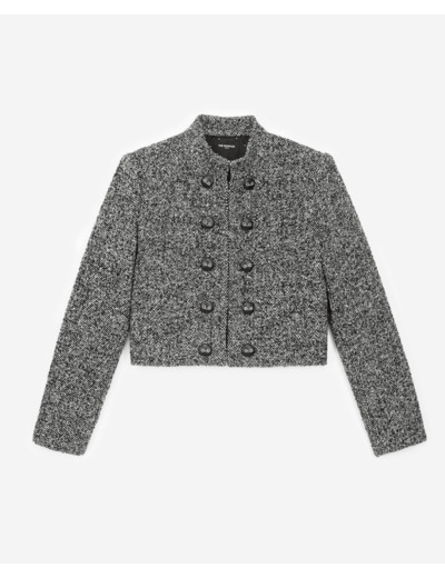 Veste Courte Avec En Cuir Au Col