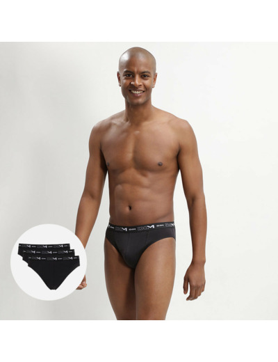 Lot de 3 slips noir Homme en coton stretch