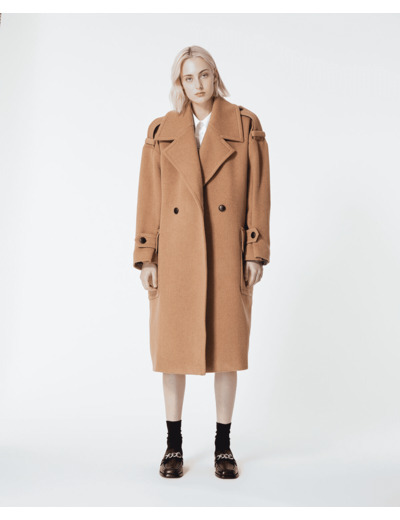 Manteau Long Avec Ceinture Et Large Col