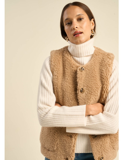 Gilet sans manches en fausse fourrure
