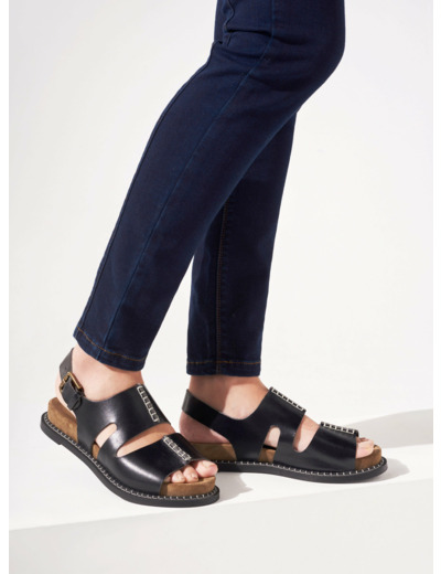 Sandales Plates En Cuir