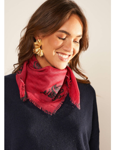 Foulard carré en laine et soie