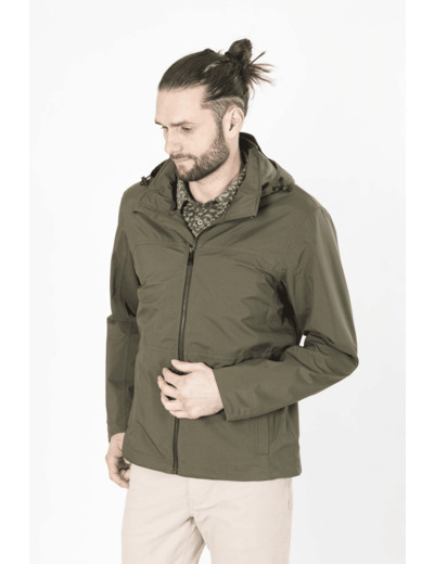 Veste Coupe-vent Kaki À Capuche 58 Kaki