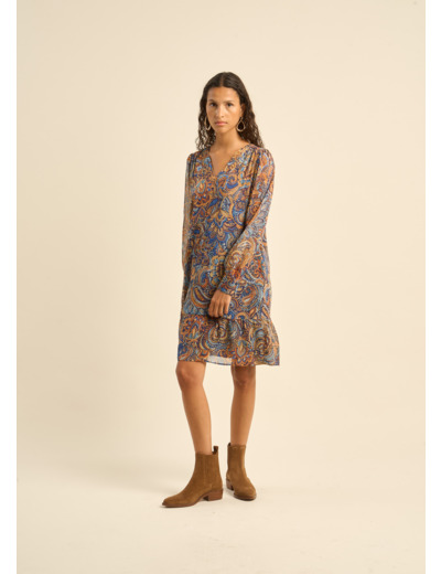 Robe imprimée cachemire col V