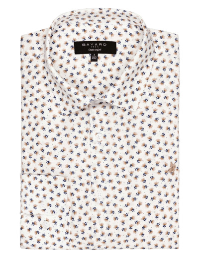 Chemise Écrue À Petits Motifs Fleuris Lin Et Coton